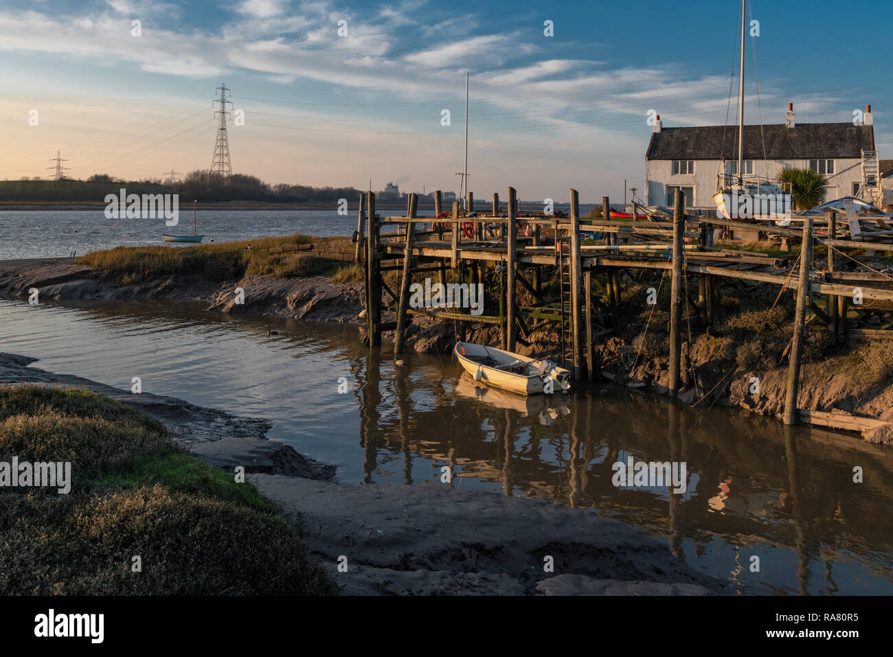 Wardleys Creek sul fiume Wyre vicino Hambleton Lancashire Foto Stock