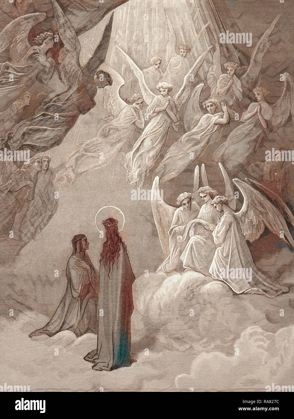 Il canto del beato nel sesto cielo, da Gustave Doré, 1832 - 1883, francese. Incisione per la Divina Commedia reinventato Foto Stock