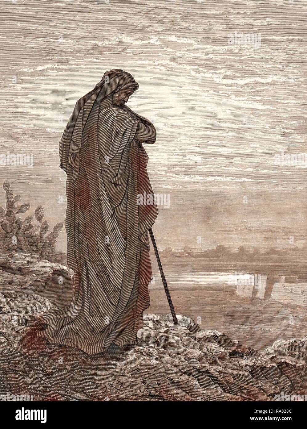 Amos il profeta, da Gustave Doré, 1832 - 1883, francese. Incisione per la Bibbia. 1870, arte, artista, Libro Sacro reinventato Foto Stock