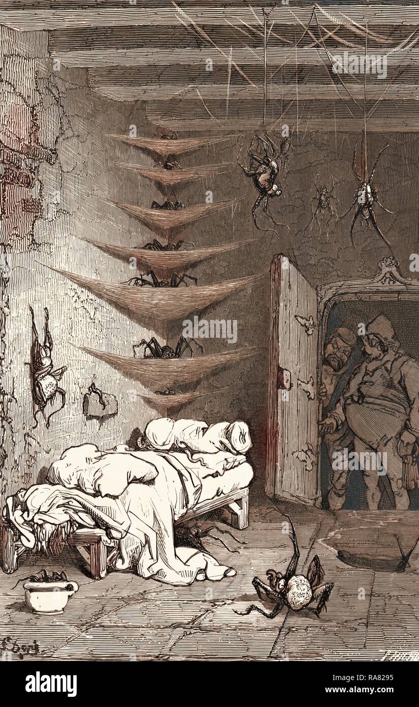 Il letto di ricambio presso il coccodrillo, da Gustave Dore. Una scena dalla leggenda Croquemitaine, da Thomas Hood il giovane reinventato Foto Stock