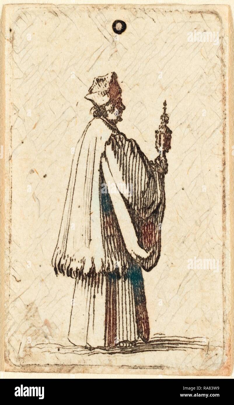 Abraham Bosse o Jacques Callot (francese, 1602 - 1676), Sacerdote che porta il Santissimo Sacramento dell Eucaristia, attacco reinventato Foto Stock