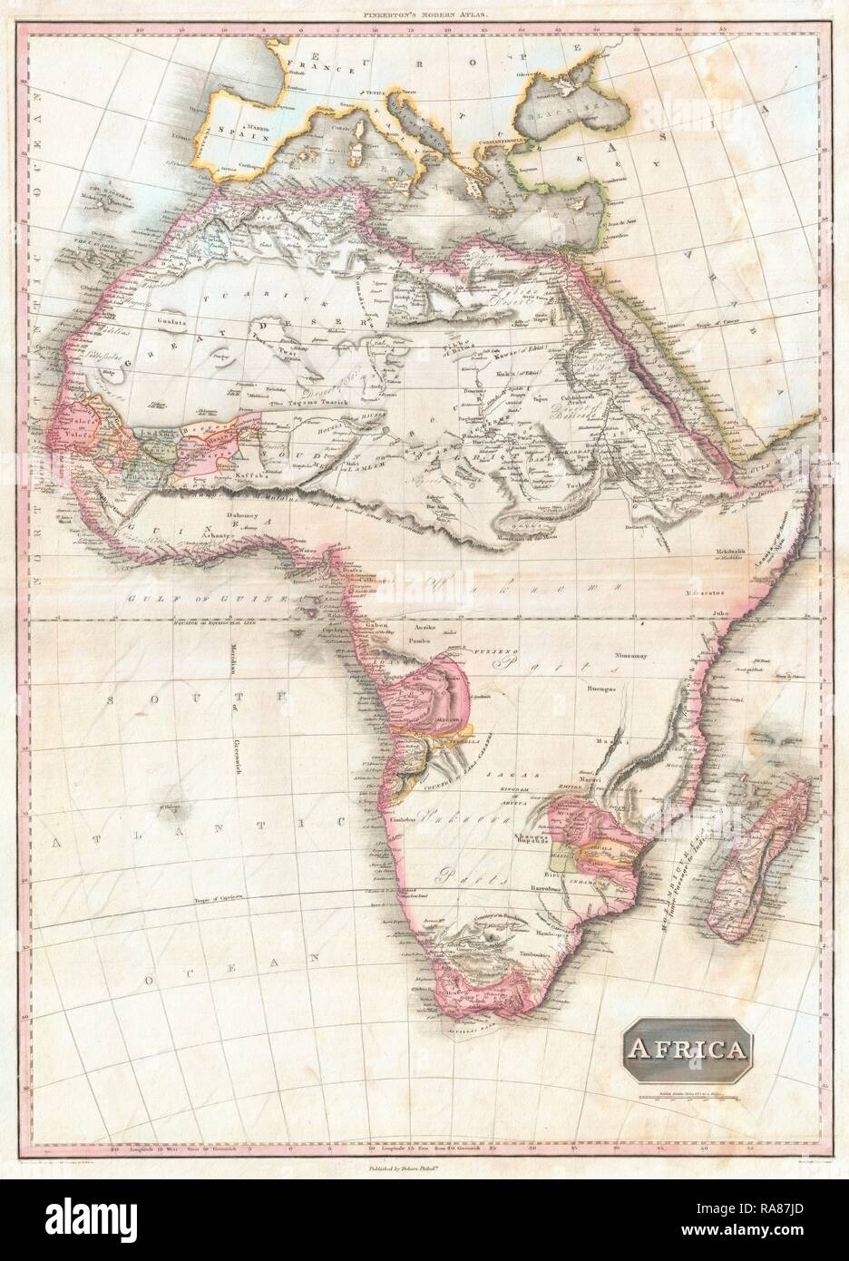 1818, Pinkerton Mappa di Africa, John Pinkerton, 1758 - 1826, antiquario scozzese, cartografo, UK. Reinventato Foto Stock
