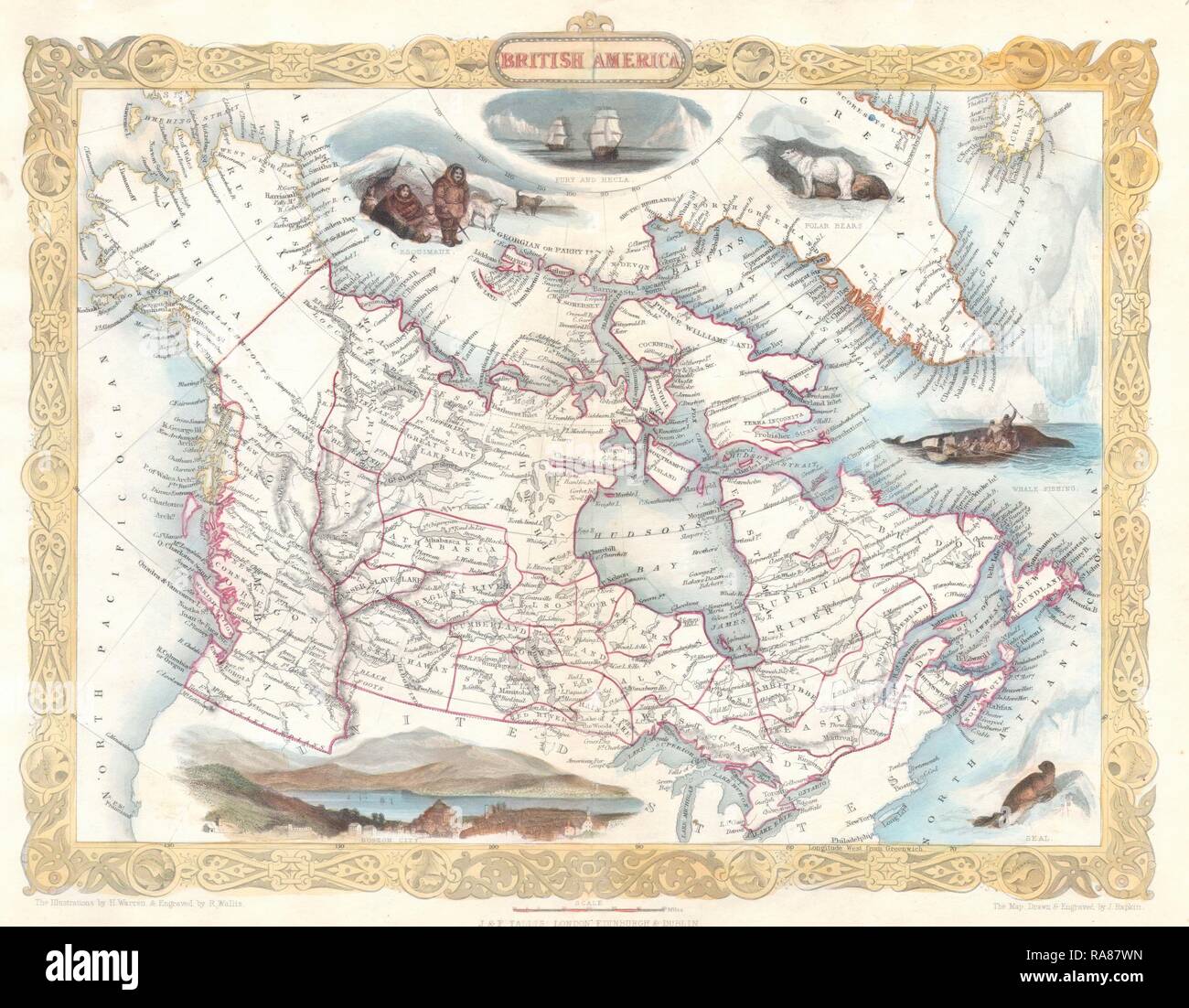 1849, Tallis Mappa del Canada o British America w- Oregon. Reinventato da Gibon. Arte Classica con un tocco di moderno reinventato Foto Stock