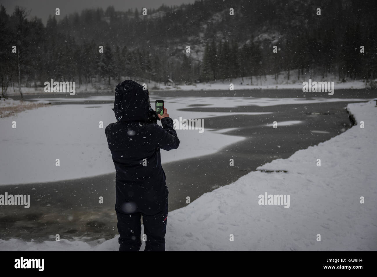 Il Monte Floyen, Bergen, Norvegia. Foto Stock