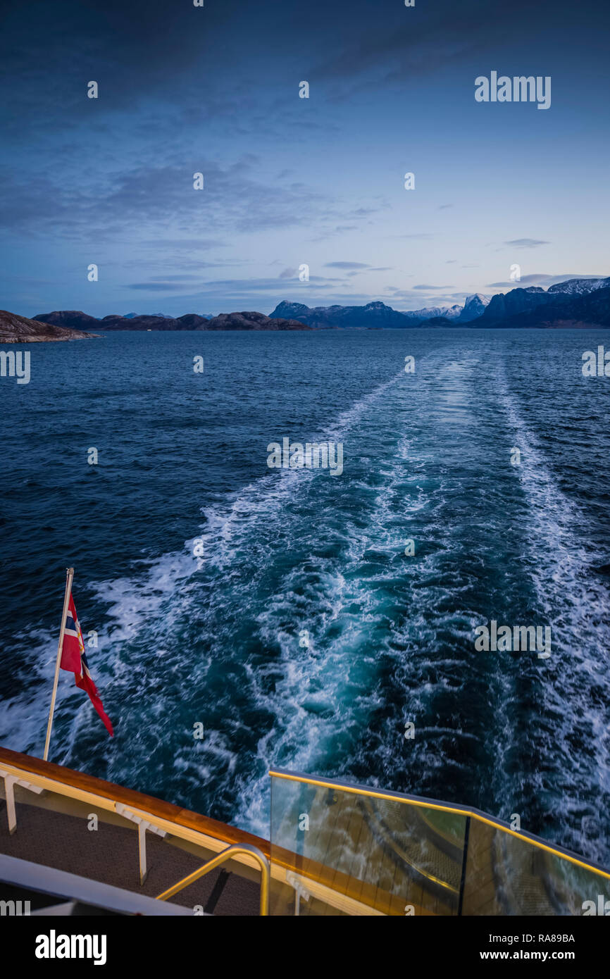 A bordo della costiera Hurtigruten vaporizzatore, Norvegia. Foto Stock