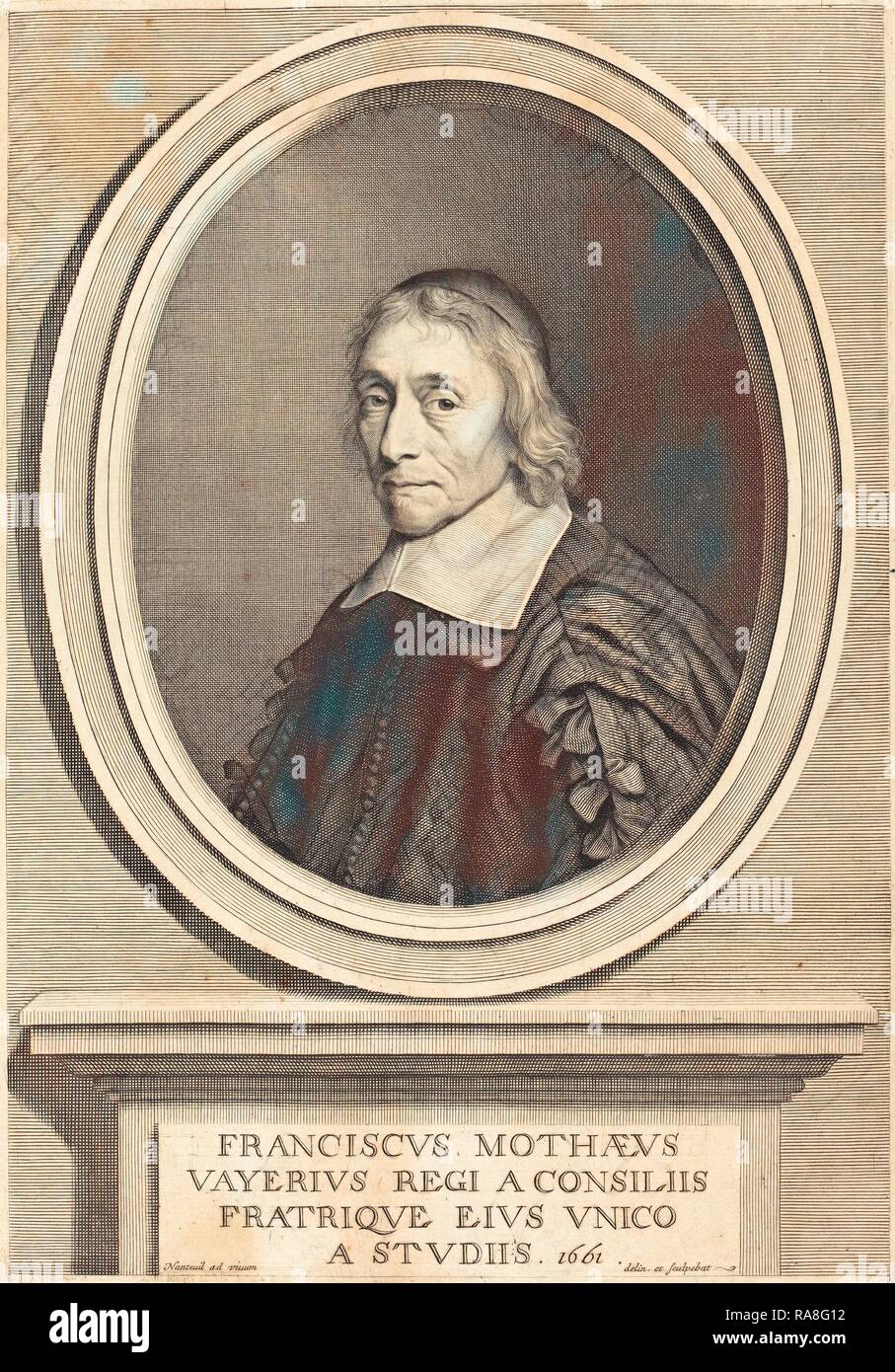 Robert Nanteuil (francese, 1623 - 1678), Francois de la Mothe Le Vayer, 1661, incisione. Reinventato da Gibon. Classic reinventato Foto Stock