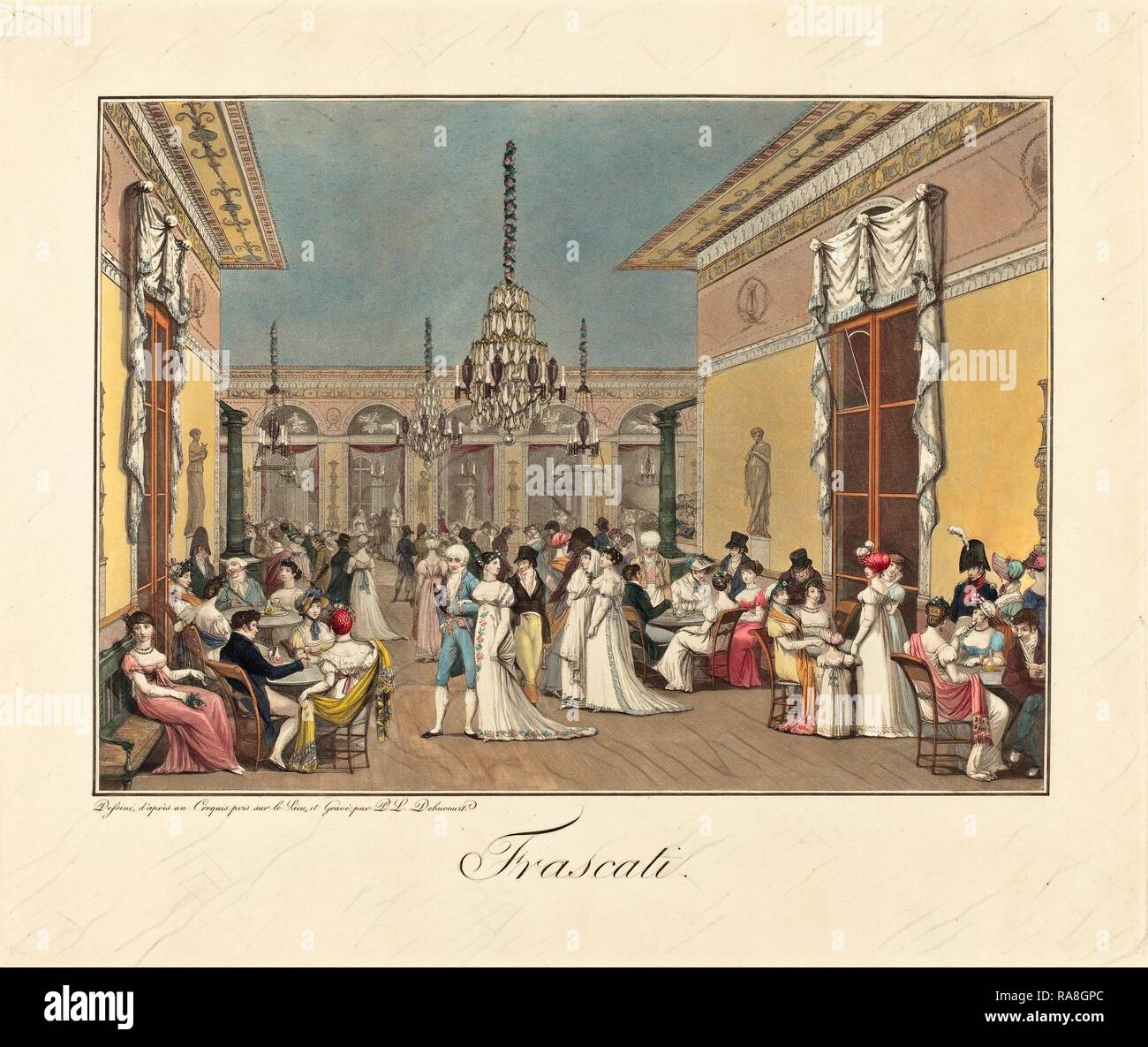 Debucourt Philibert-Louis (francese, 1755 - 1832), Frascati, 1807 colorate a mano la puntasecca e l'attacco. Reinventato Foto Stock