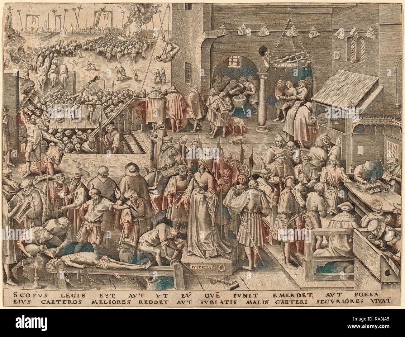 Attribuito a Philip Galle dopo Pieter Bruegel il Vecchio (fiammingo, 1537 - 1612), la giustizia, pubblicato in 1559, incisione reinventato Foto Stock