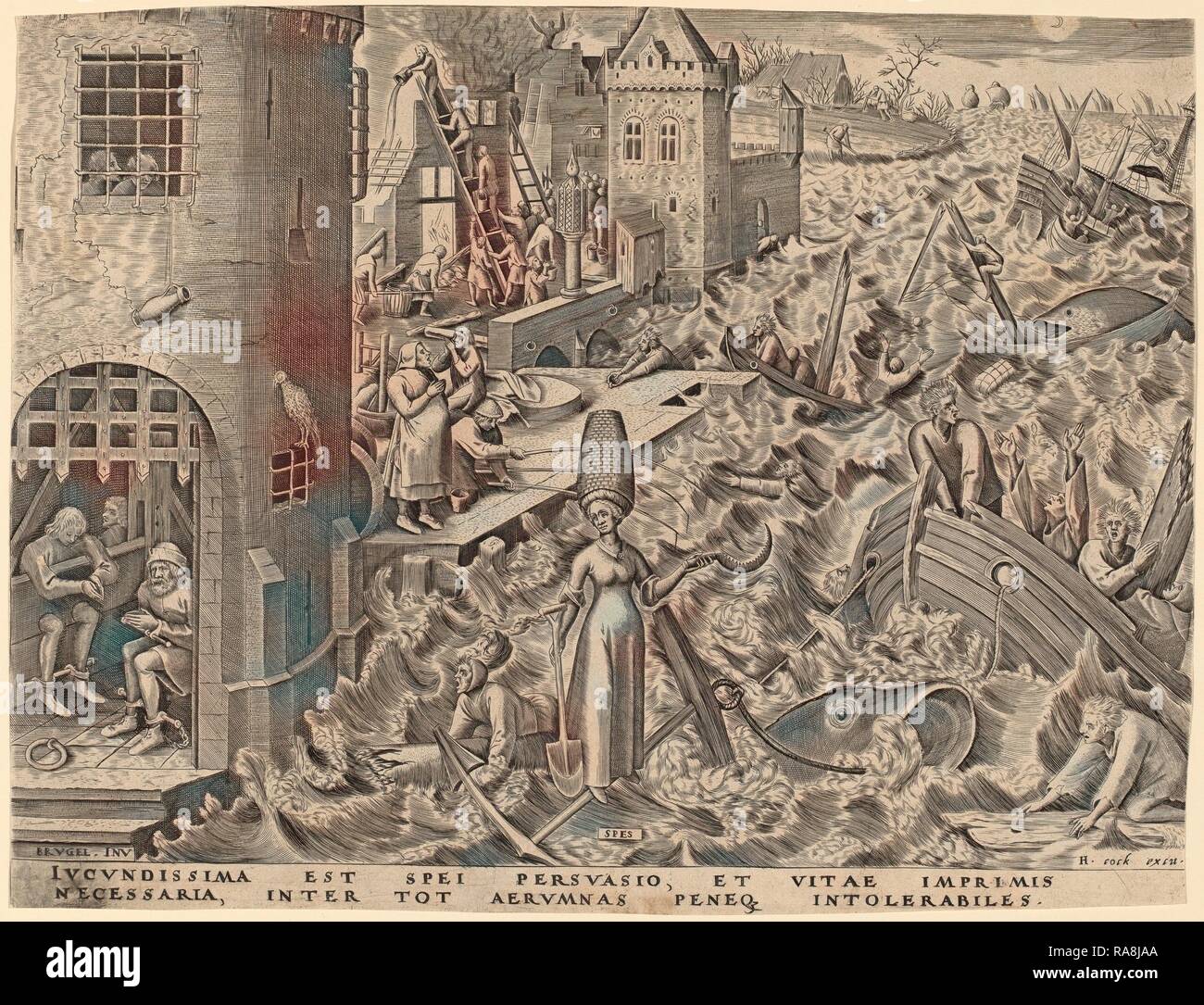 Attribuito a Philip Galle dopo Pieter Bruegel il Vecchio (fiammingo, 1537 - 1612), la speranza, pubblicato in 1559, incisione reinventato Foto Stock