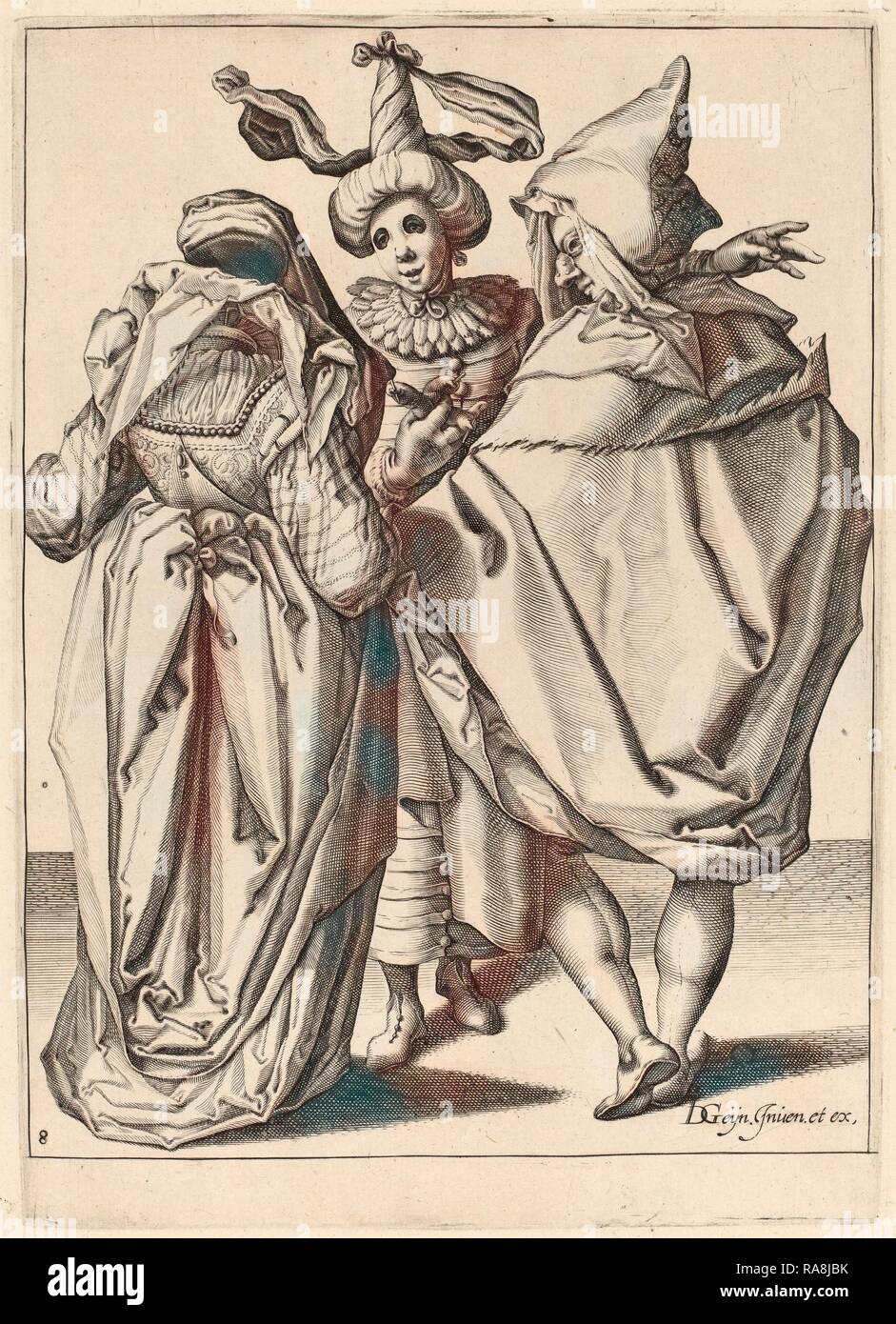 Attribuito a Zaccaria Dolendo dopo Jacques de Gheyn II (Olandese, active 1581-1598), un paio indirizzamento di un reinventato Foto Stock