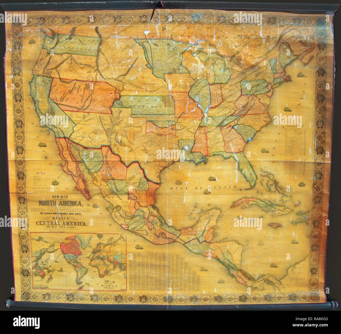 1854, Jacob parete Monaco mappa del Nord America. Reinventato da Gibon. Arte Classica con un tocco di moderno reinventato Foto Stock 1854, Jacob parete Monaco mappa del Nord America. Reinventato da Gibon. Arte Classica con un tocco di moderno reinventato Foto Stock