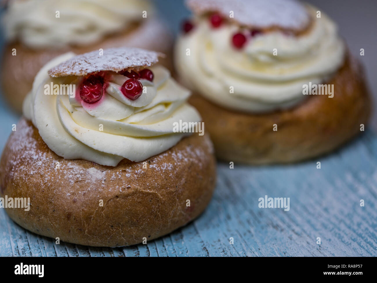 Semla torta è un tradizionale pasticceria in Svezia e Finlandia ed Estonia, associato con la Quaresima e specialmente Martedì Grasso Foto Stock