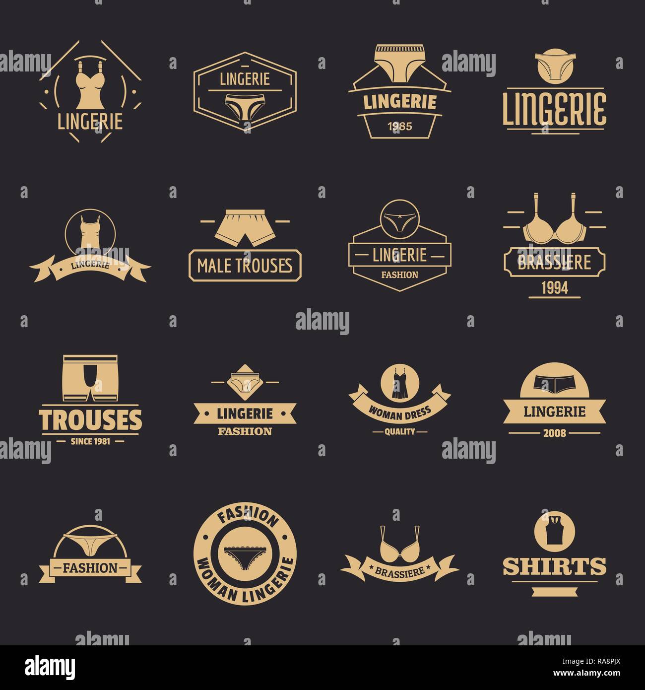 Il logo di intimo set di icone, stile semplice Illustrazione Vettoriale