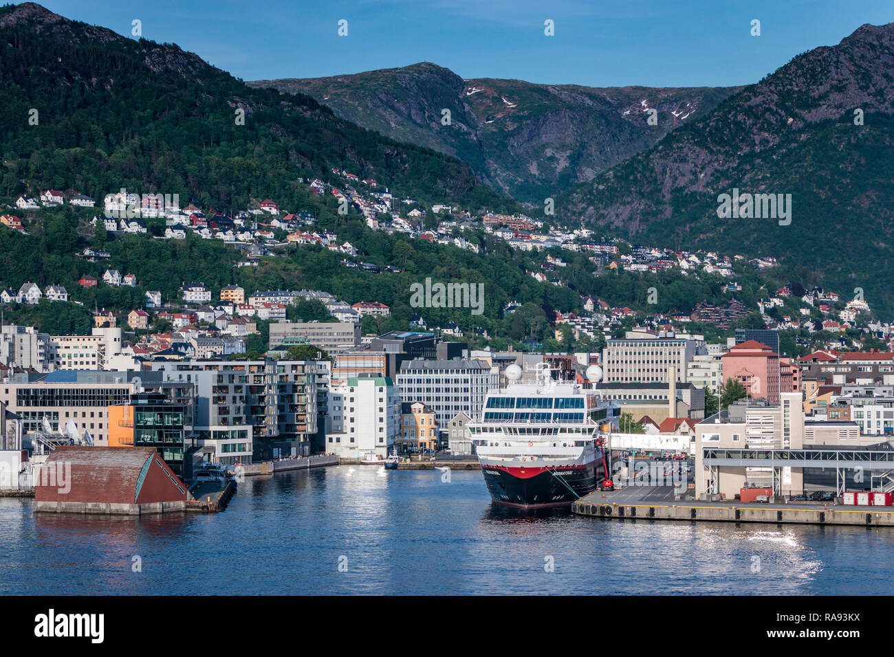 La spedizione di impianti portuali di Bergen, Norvegia, l'Europa. Foto Stock