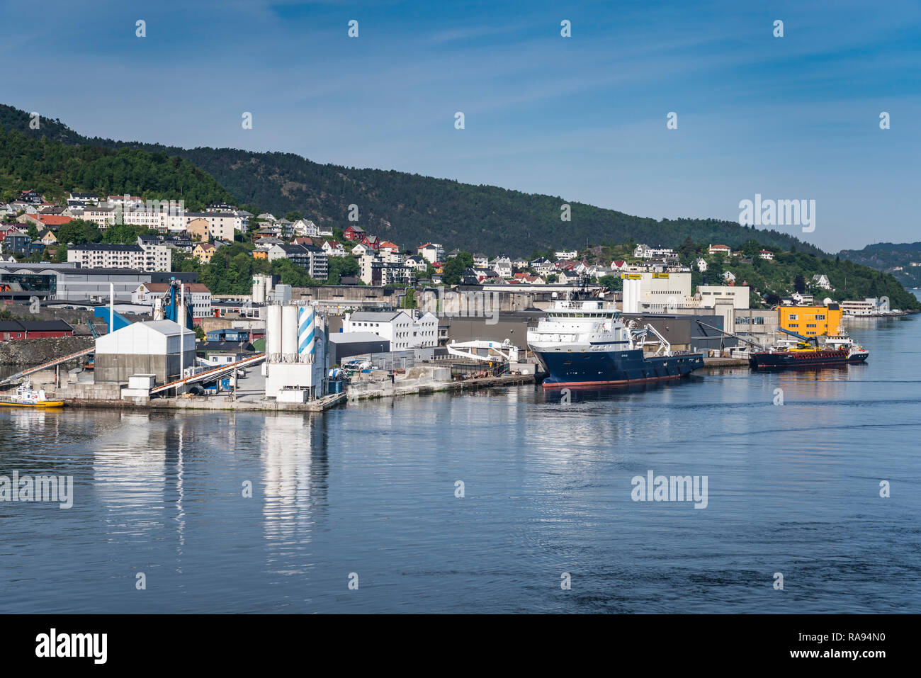 La spedizione di impianti portuali di Bergen, Norvegia, l'Europa. Foto Stock