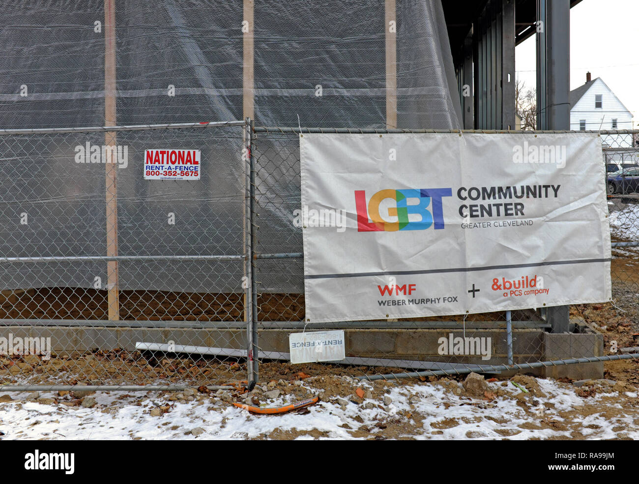 Il nuovo Cleveland comunità LGBT Centro in costruzione sulla strada di Detroit nel Detroit-Shoreway/Gordon intorno quadrato in Cleveland, Ohio. Foto Stock