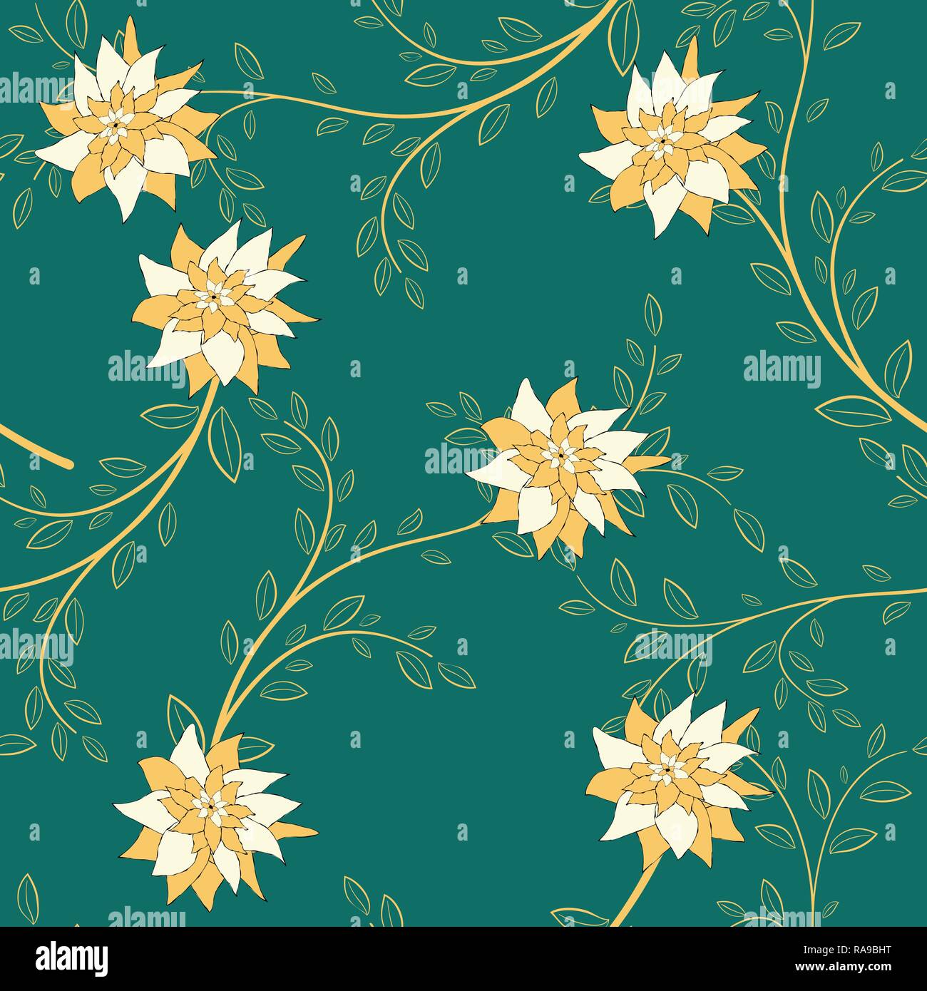 Fiore Seamless Pattern. In estate il giardino di sfondo per il design facilmente modificabile immagine vettoriale Illustrazione Vettoriale