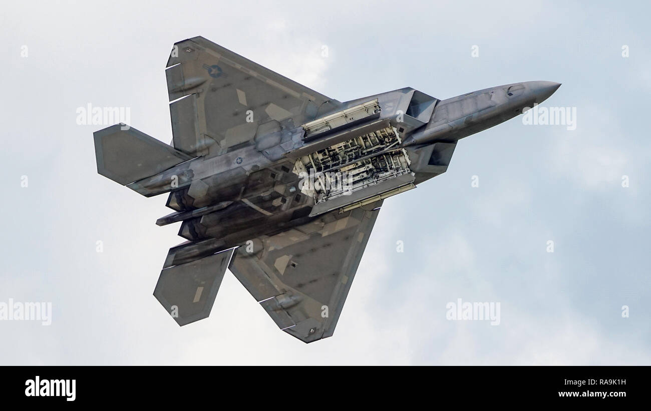 F-22 Raptor vetrina al 2018 Terre Haute, Airshow Indiana Foto Stock