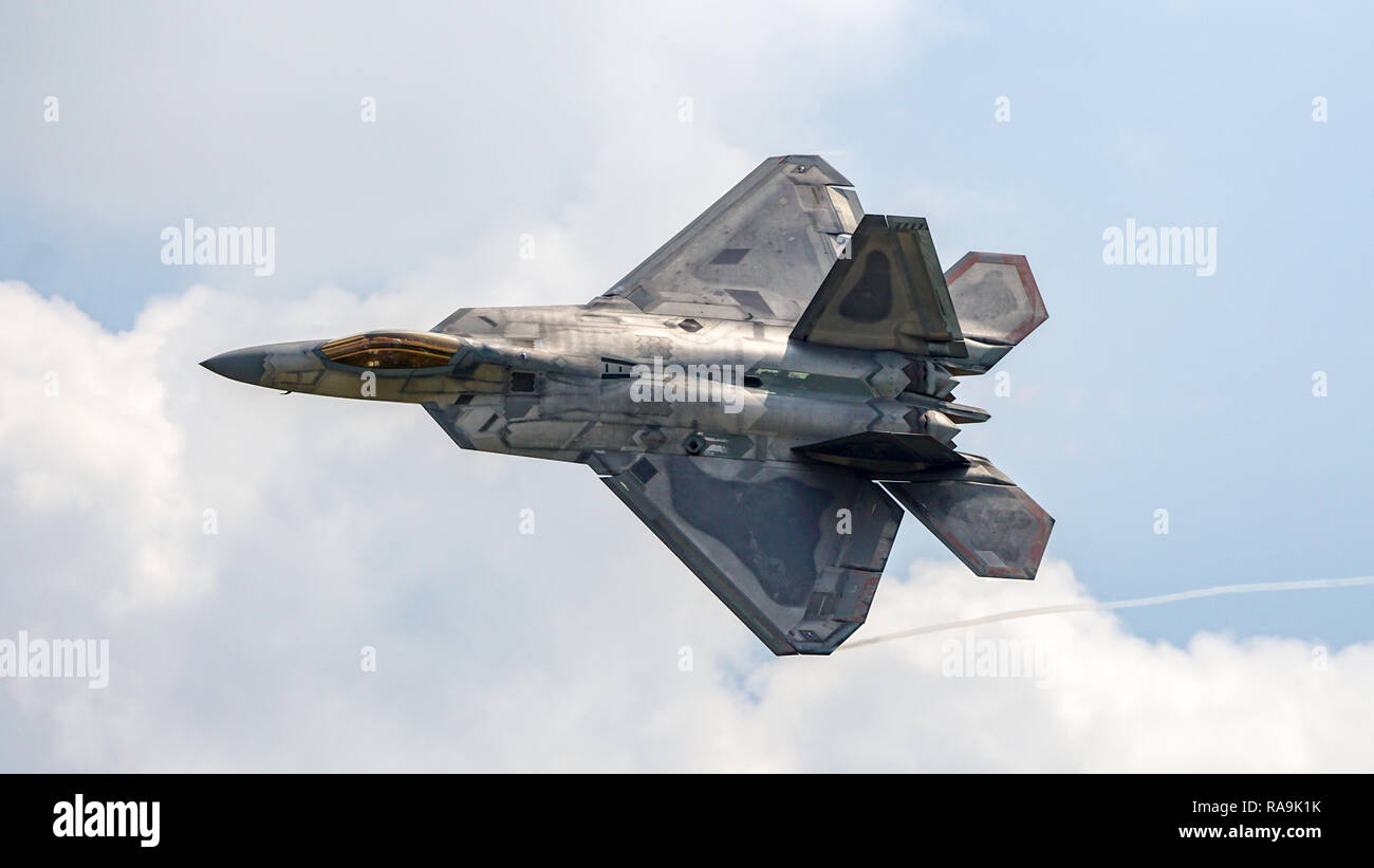 F-22 Raptor vetrina al 2018 Terre Haute, Airshow Indiana Foto Stock
