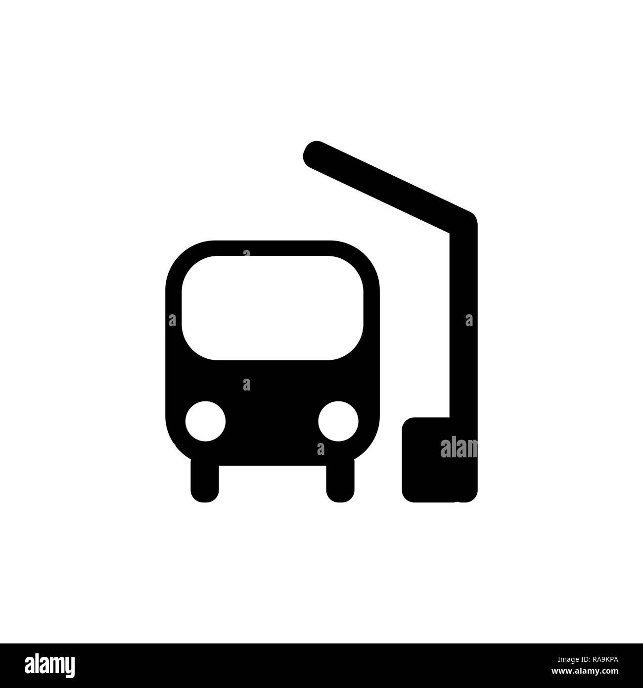 La stazione di autobus icona in nero, simbolo del bus Illustrazione Vettoriale