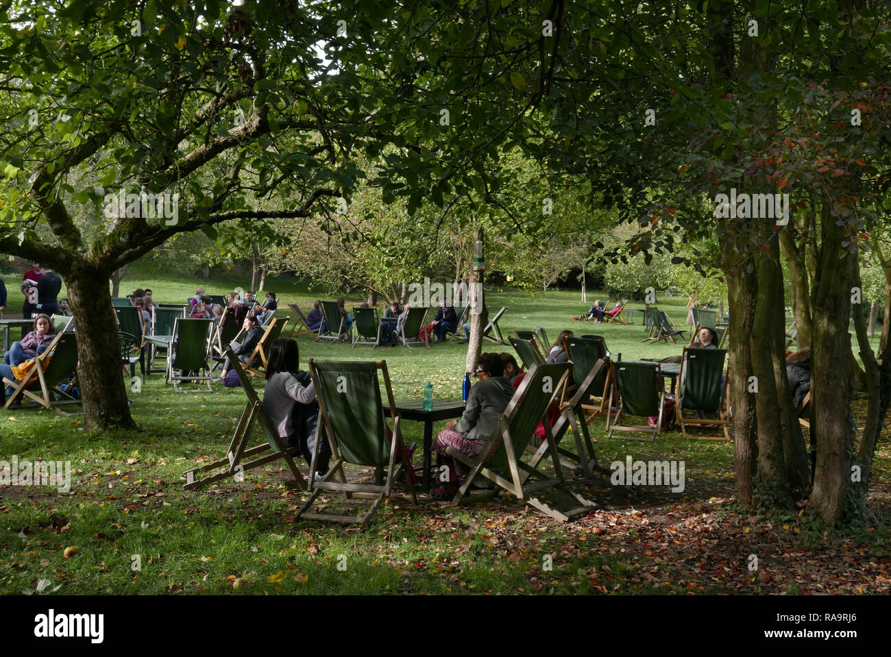 Il frutteto Tea Garden Grantchester Foto Stock