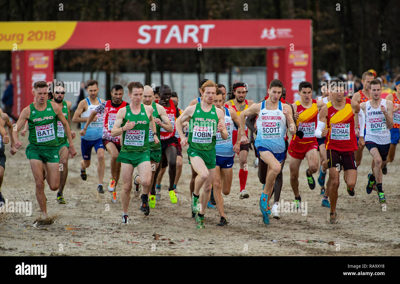 TILBURG-PAESI BASSI.9 Dic: gli uomini la corsa a Spar Europei di Cross Country campionati, Tilburg, Paesi Bassi il 9 dicembre 2018 Foto Stock