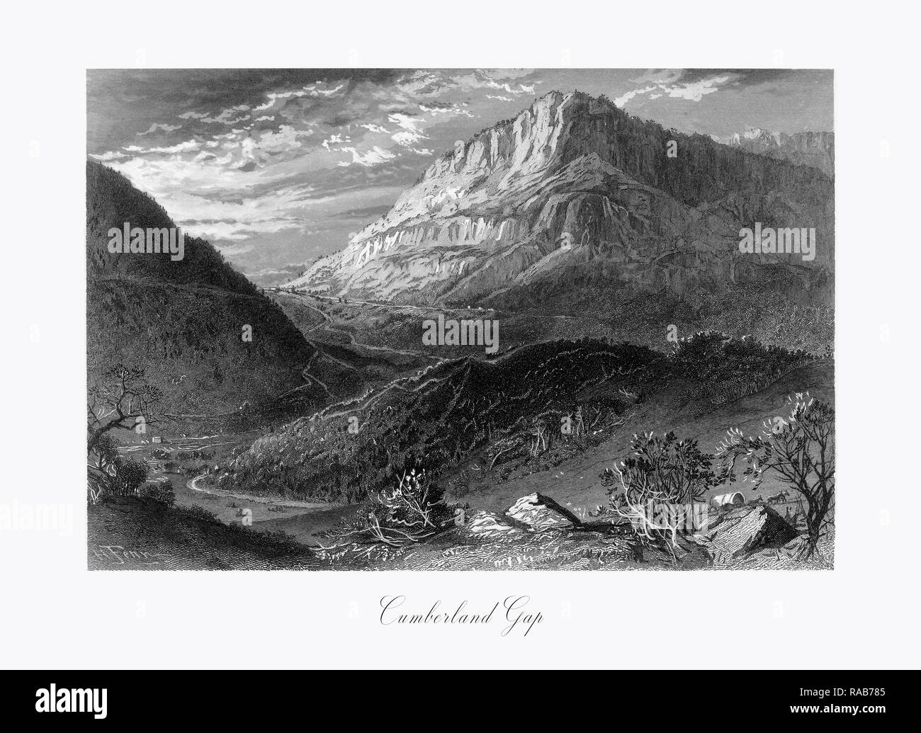 Cumberland Gap, Kentucky, Tennessee, Stati Uniti, American incisione Vittoriano, 1872 Foto Stock
