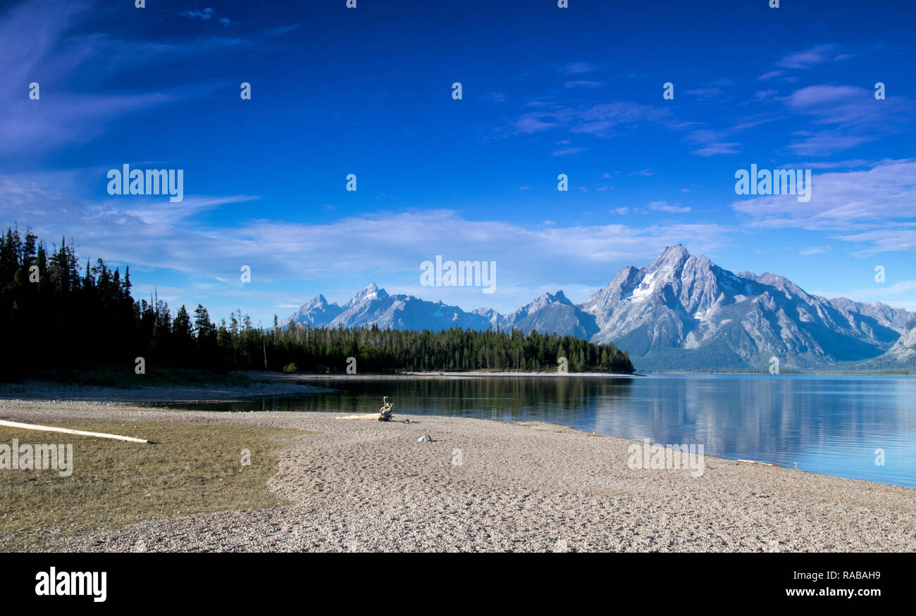Mt. Moran e il lago Jackson, Grand Teton NP, 9/16/2018 Foto Stock