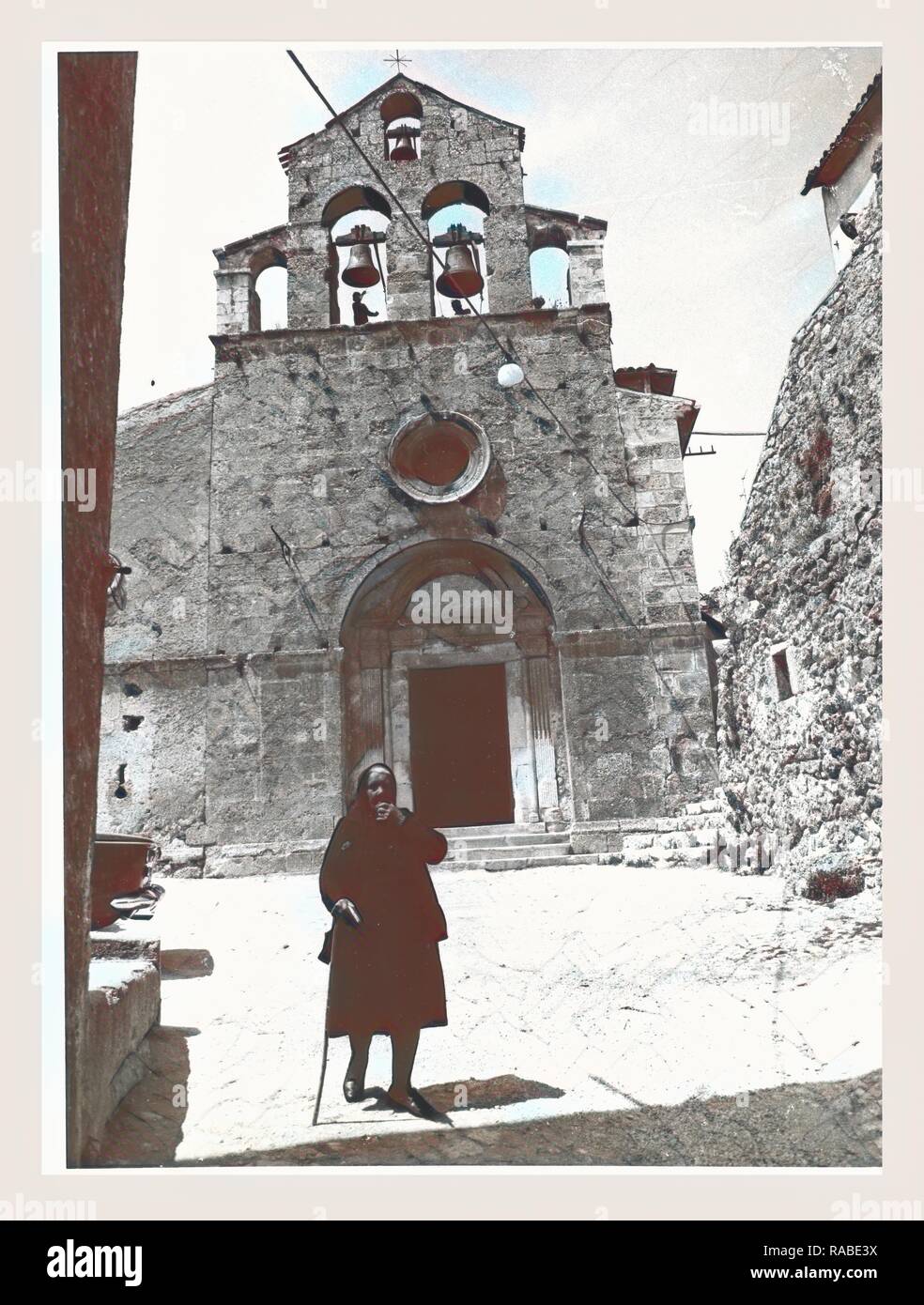 Abruzzo L'Aquila Castelvecchio Calvisio chiesa parrocchiale, questa è la mia Italia, il paese italiano di storia visiva reinventato Foto Stock