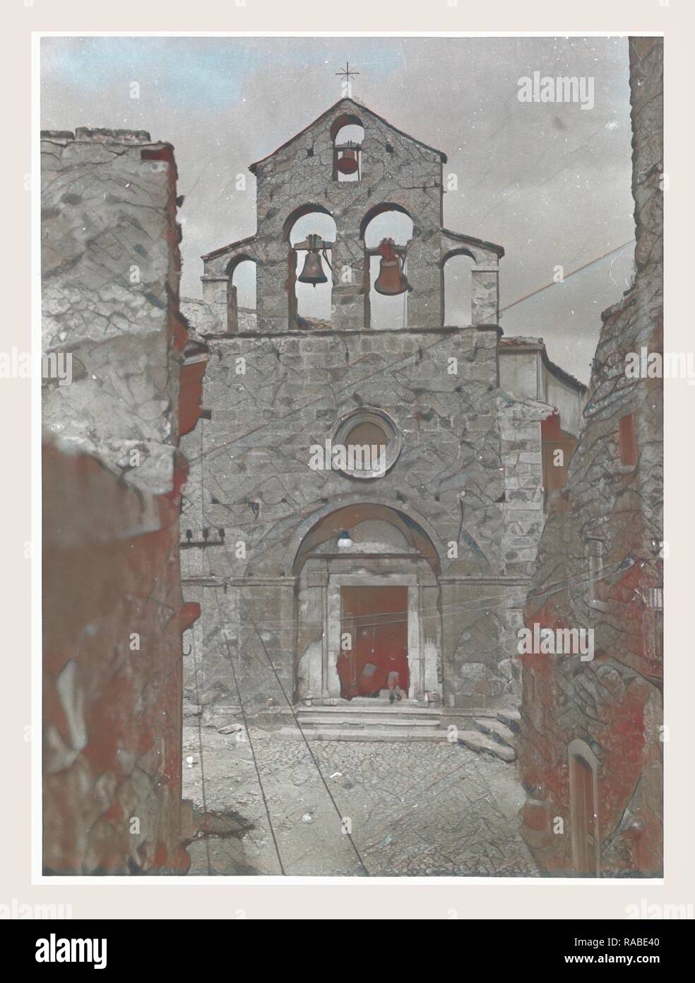 Abruzzo L'Aquila Castelvecchio Calvisio chiesa parrocchiale, questa è la mia Italia, il paese italiano di storia visiva reinventato Foto Stock