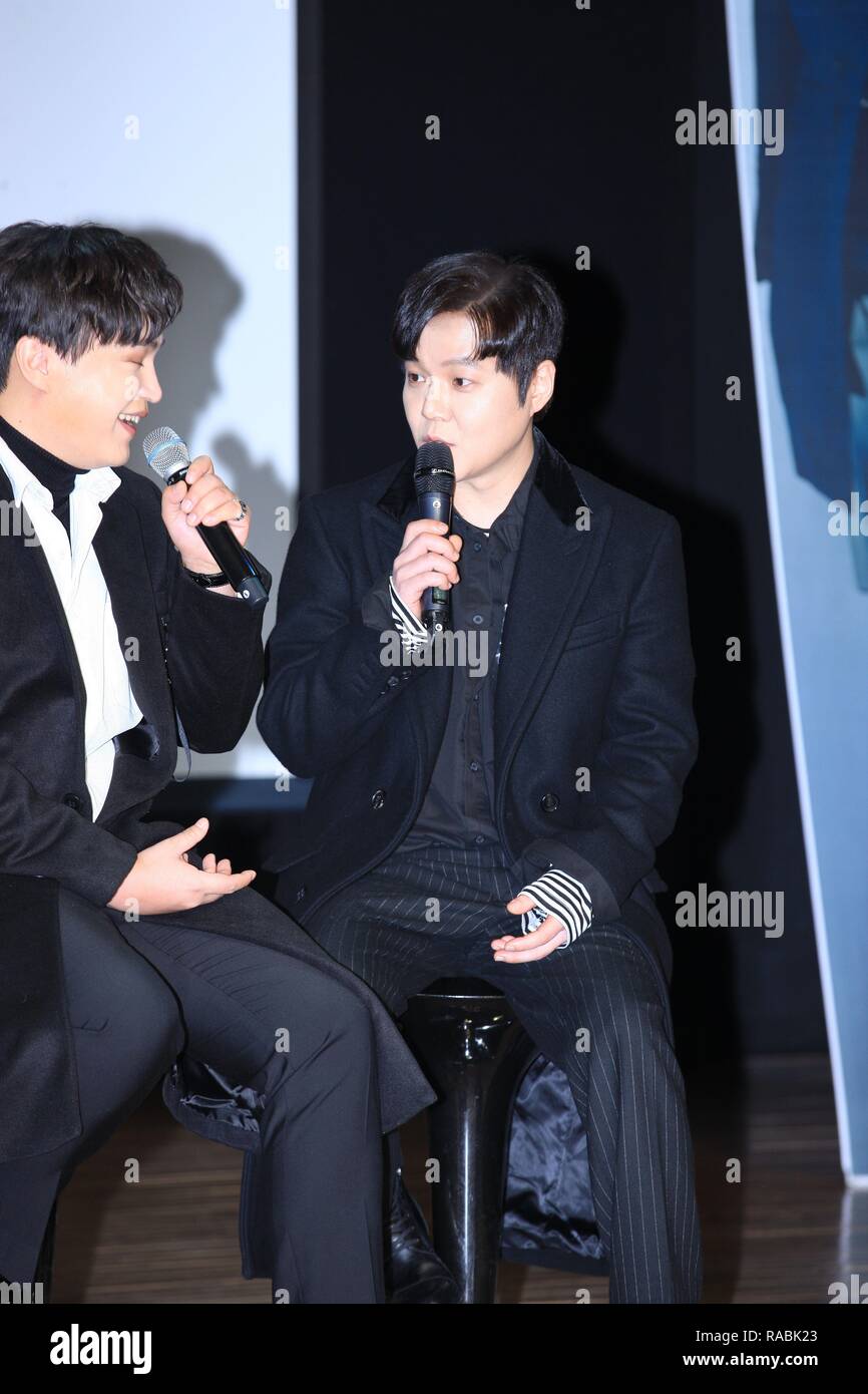 Seul in Corea. 02Jan, 2019. Il M.C Max, il più popolare rock band promosso il loro nono album 'circolare' a Cheongdam-dong di Seoul, Corea sulla 02th gennaio 2019.(Cina e Corea diritti) Credito: TopPhoto/Alamy Live News Foto Stock
