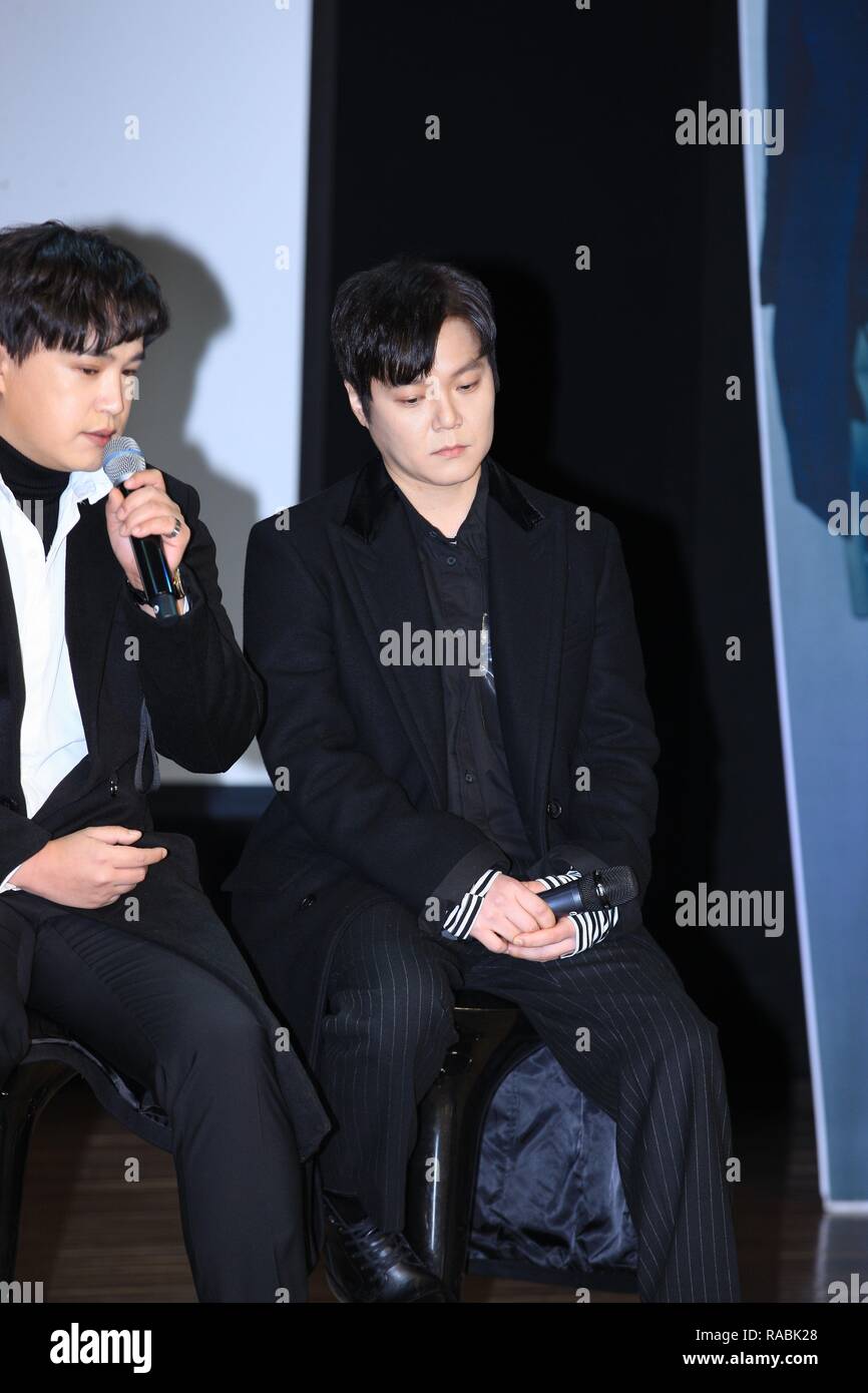 Seul in Corea. 02Jan, 2019. Il M.C Max, il più popolare rock band promosso il loro nono album 'circolare' a Cheongdam-dong di Seoul, Corea sulla 02th gennaio 2019.(Cina e Corea diritti) Credito: TopPhoto/Alamy Live News Foto Stock