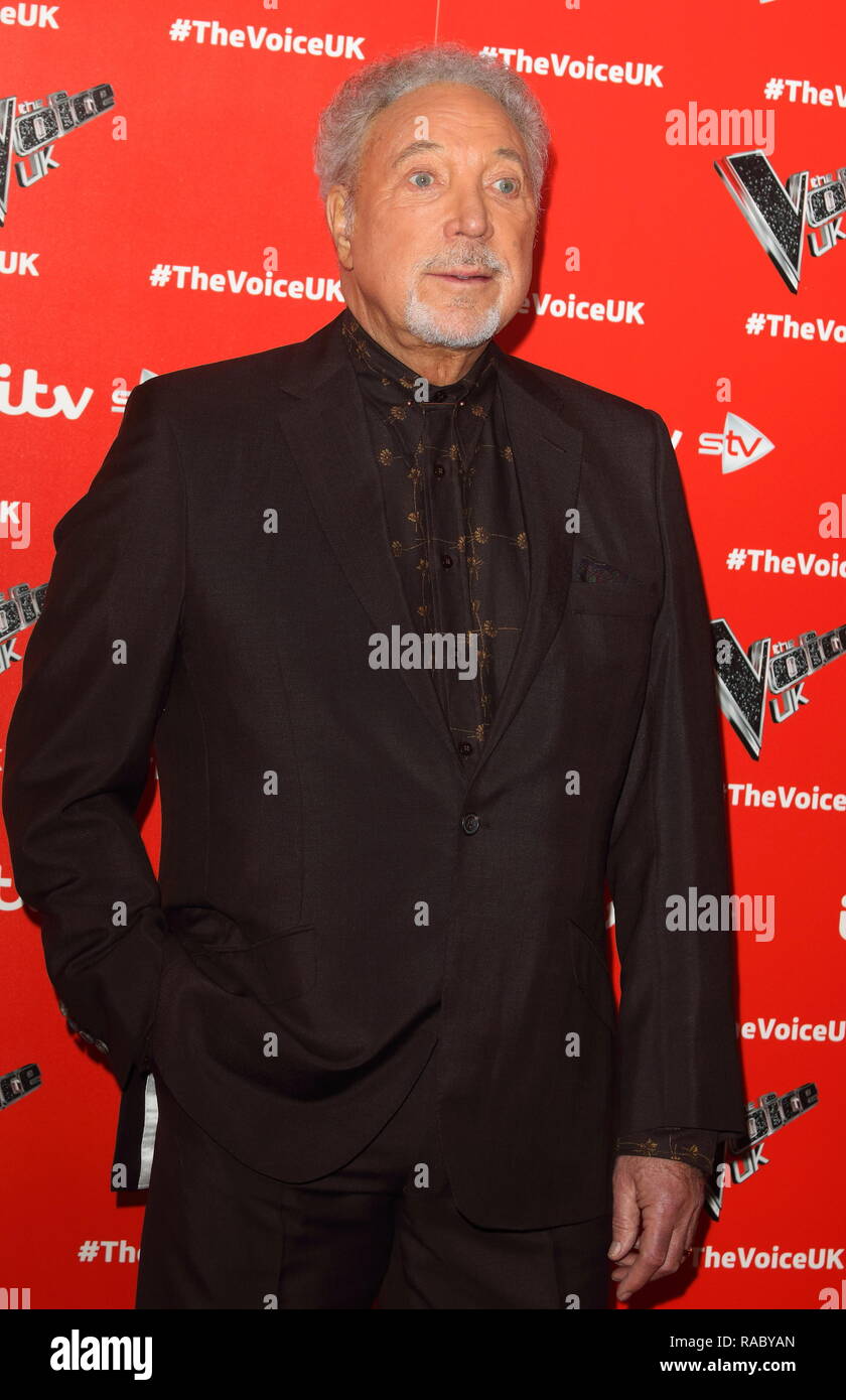 Londra, Regno Unito. 3 gennaio, 2019. Sir Tom Jones presso la voce UK TV show di lancio in Hotel W, Leicester Square. Credito: Keith Mayhew/SOPA Immagini/ZUMA filo/Alamy Live News Foto Stock