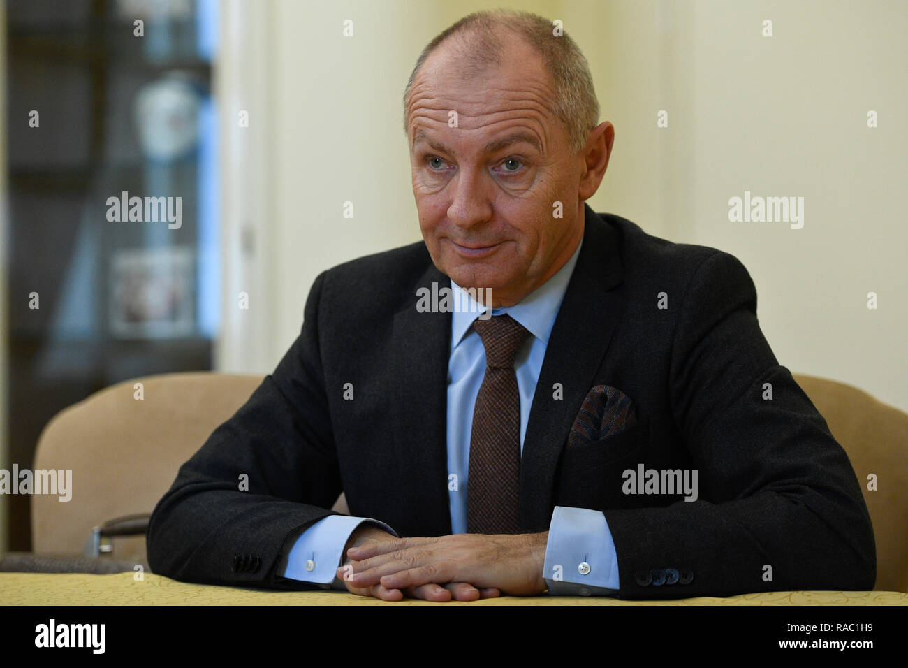 Repubblica ceca ambasciatore a Londra Libor Secka rilascia un intervista sulla situazione Brexit alla Czech News Agency a Praga, nella Repubblica Ceca il 3 gennaio 2019. (CTK foto/Michal Kamaryt) Foto Stock