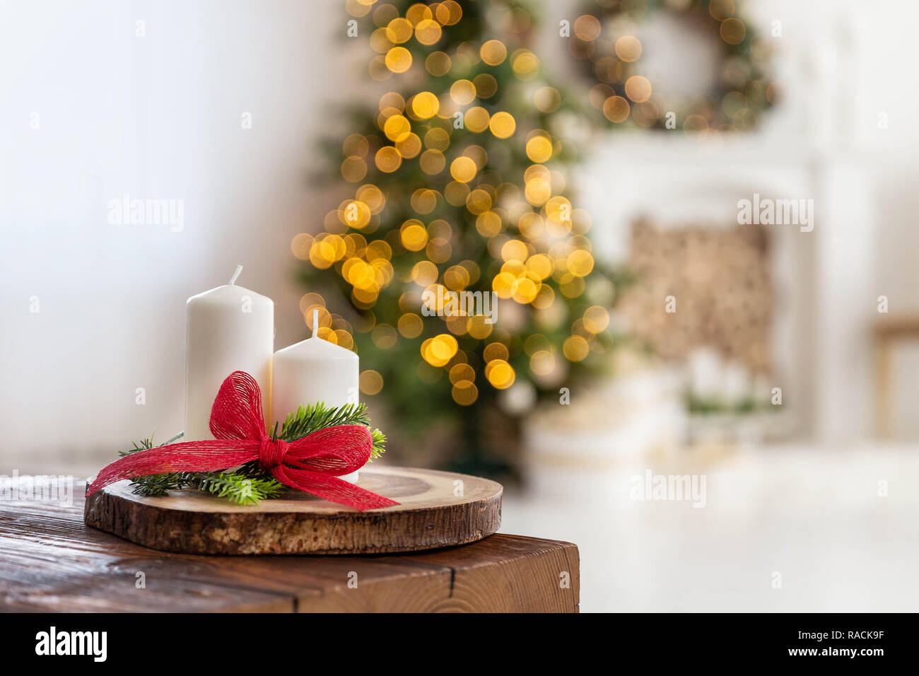 Decorazione di Natale a casa vacanza sfondo Foto Stock