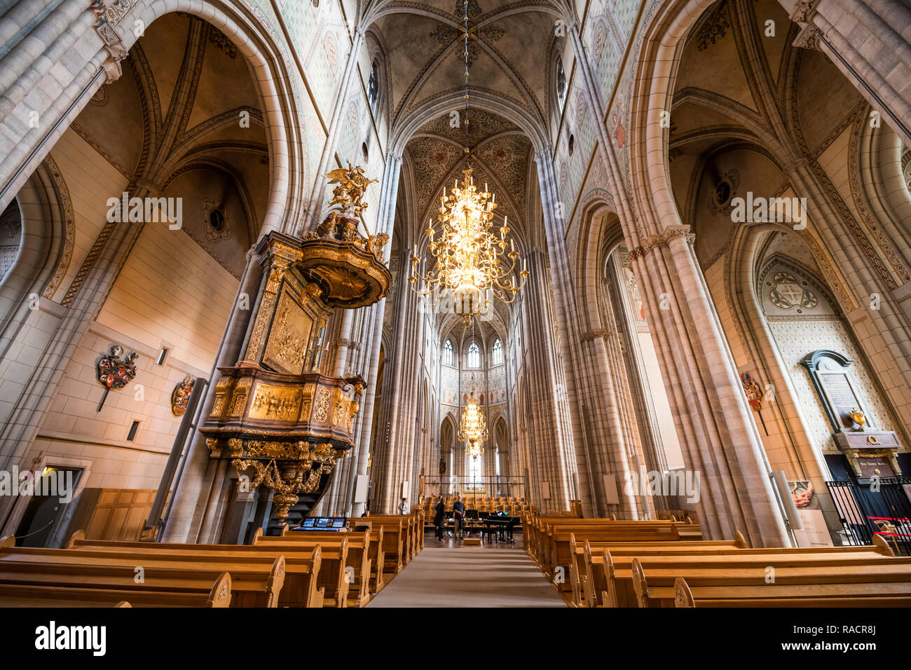 Interno della cattedrale di Uppsala, la più grande chiesa in Svezia, Uppsala, Svezia, Scandinavia, Europa Foto Stock