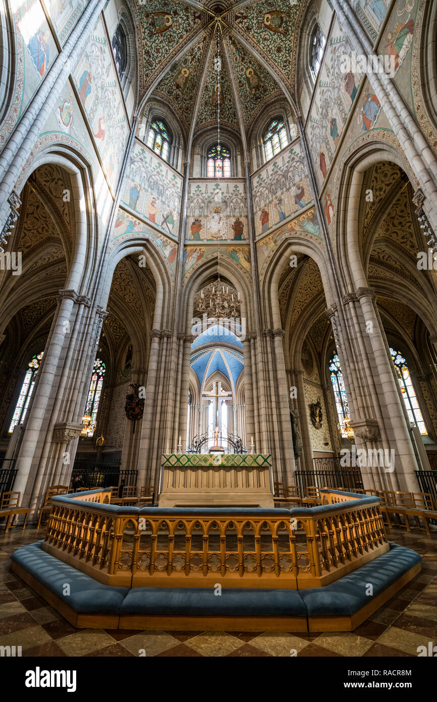 Interno della cattedrale di Uppsala, la più grande chiesa in Svezia, Uppsala, Svezia, Scandinavia, Europa Foto Stock