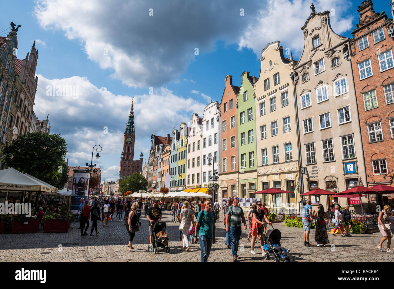 Lega Anseatica case nella zona pedonale, Gdansk. La Polonia, Europa Foto Stock