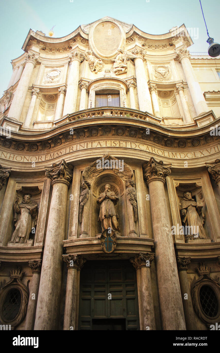 La chiesa di San Carlo alle Quattro Fontane, Chiesa di Roma da parte di Francesco Borromini Foto Stock