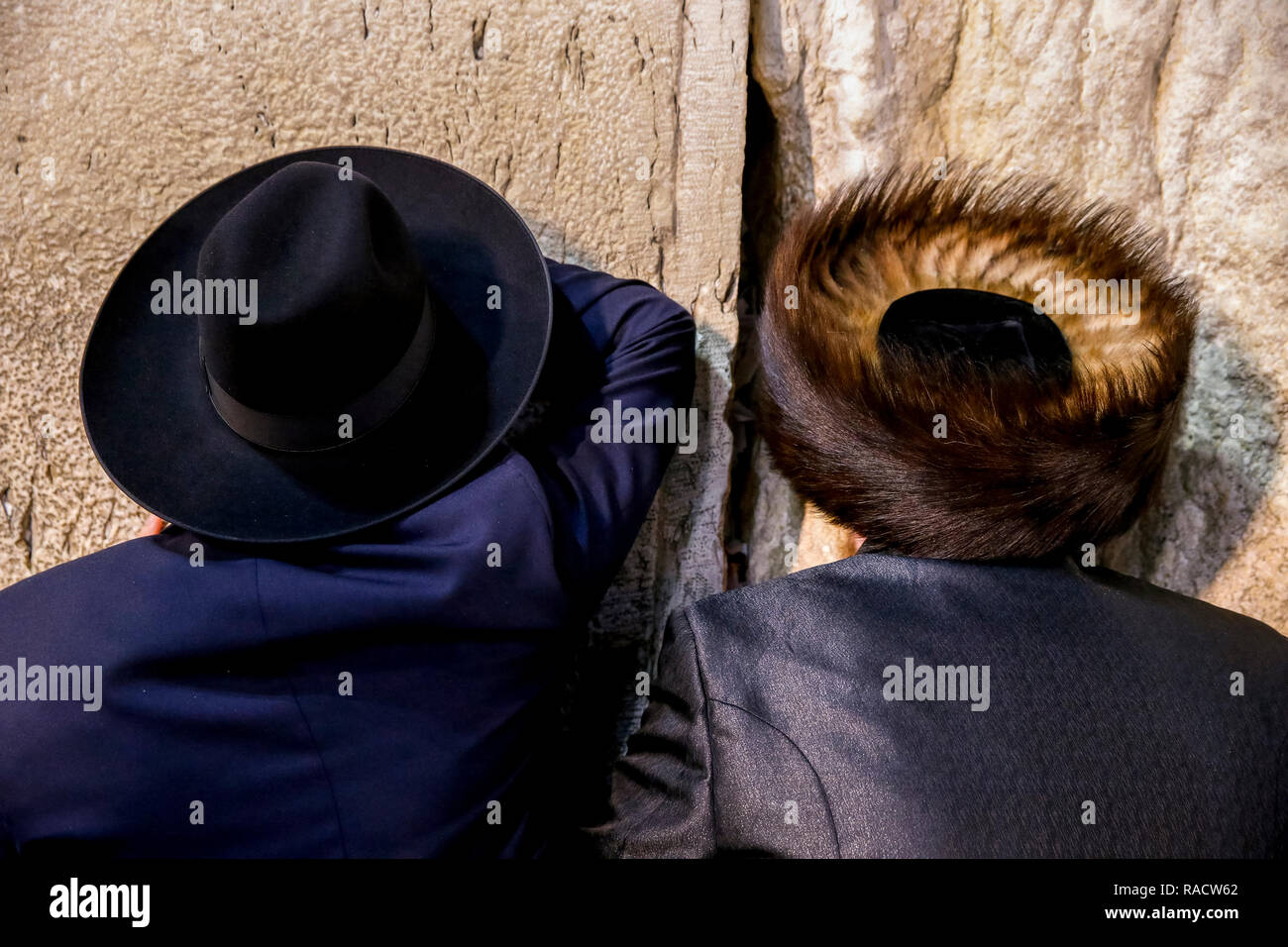 Preghiera al Muro Occidentale durante il festival Pessah, Gerusalemme, Israele, Medio Oriente Foto Stock