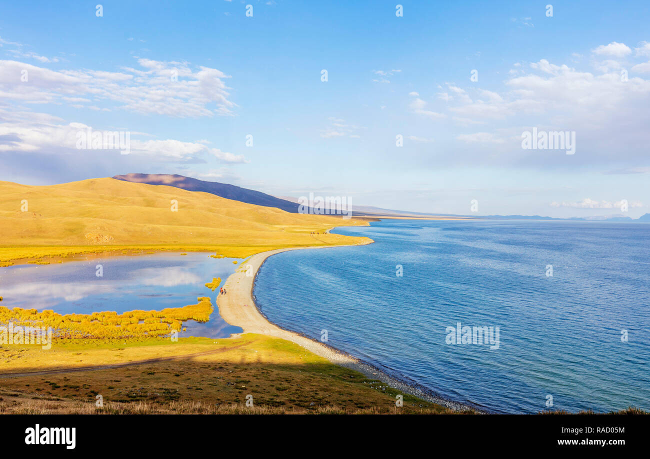 Lago Songkol, Kirghizistan, Asia Centrale, Asia Foto Stock