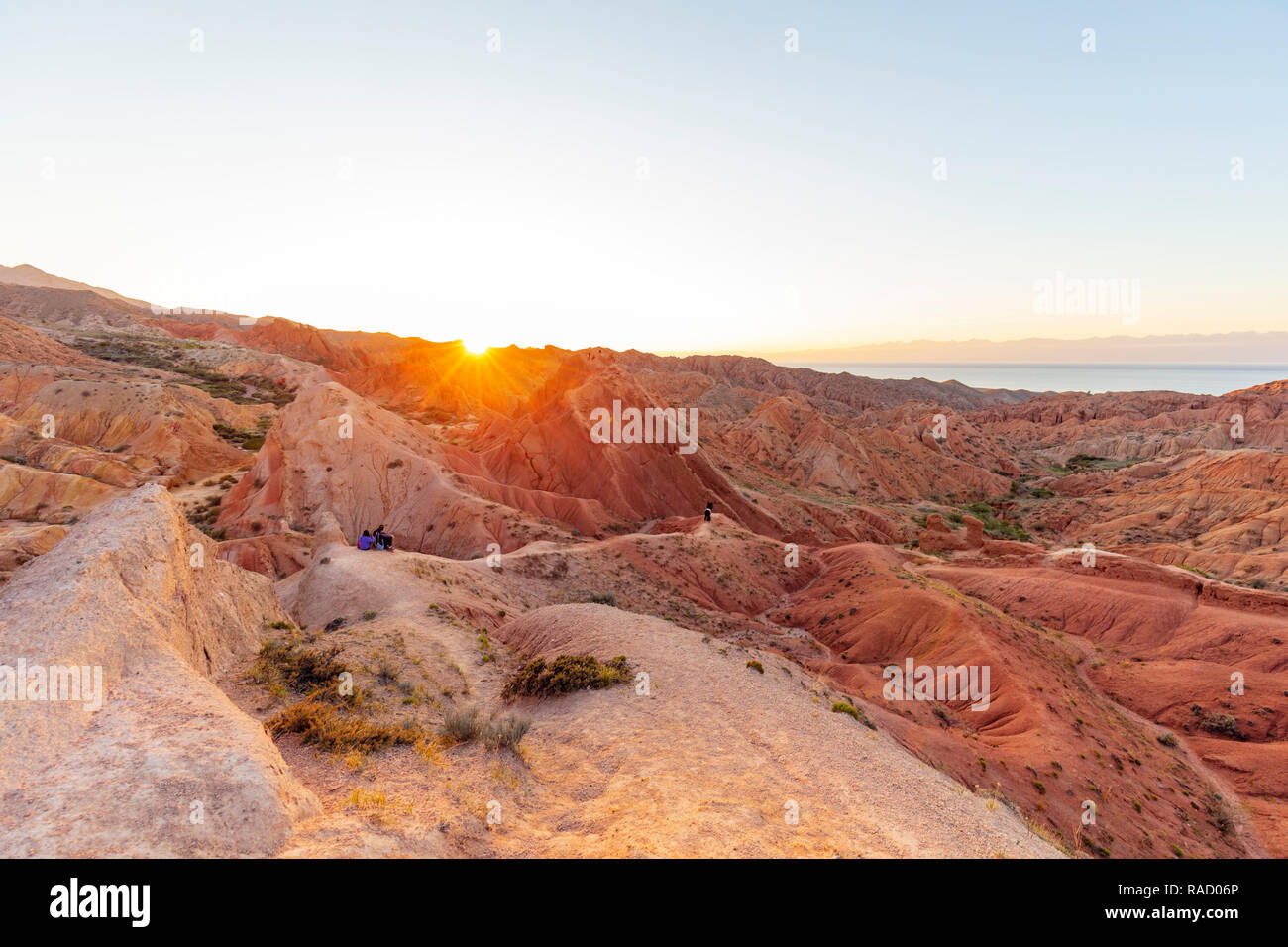 Fiaba canyon al tramonto, Skazka Valley, Tosor, Kirghizistan, Asia Centrale, Asia Foto Stock