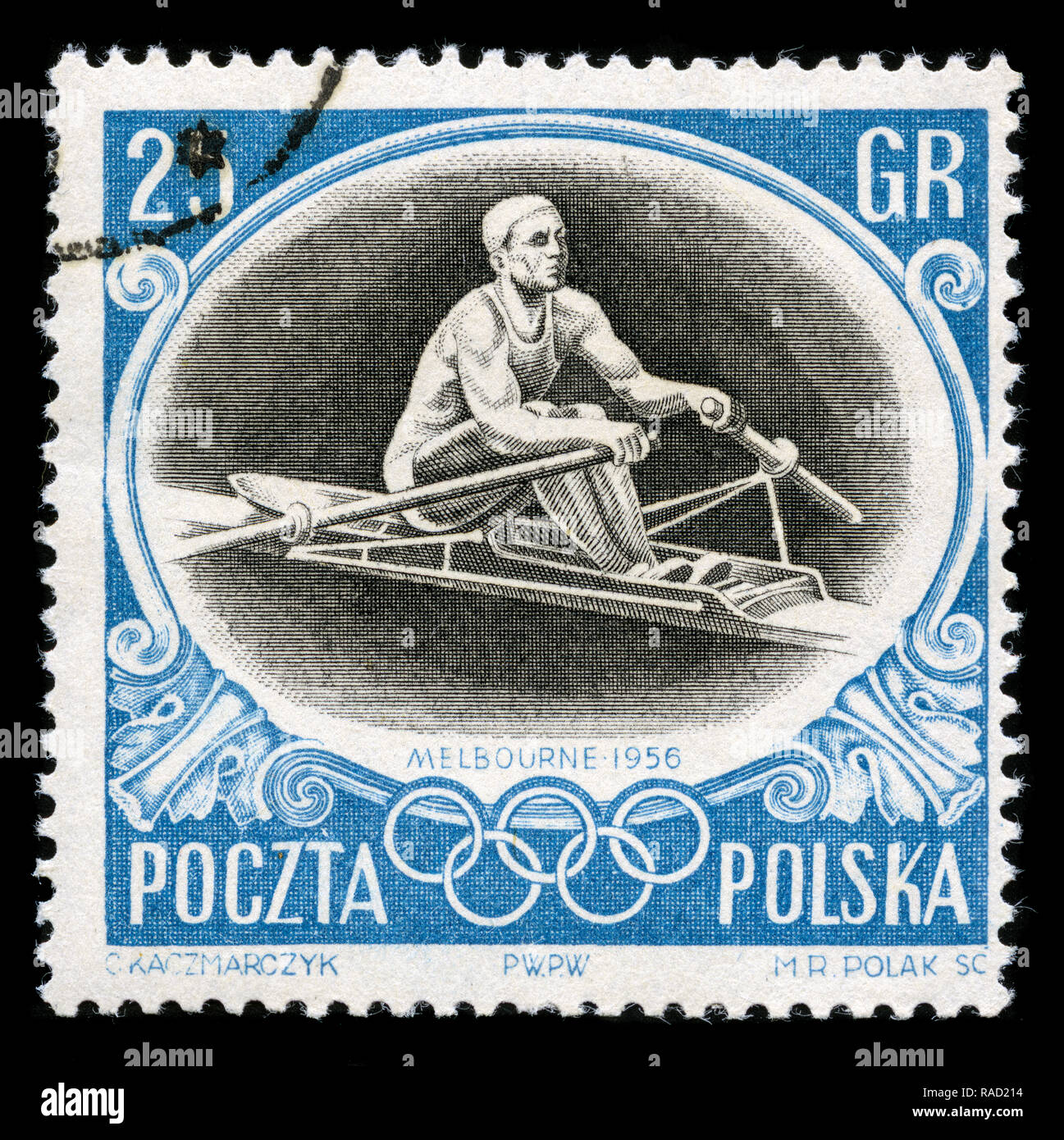 I francobolli dalla Polonia ai Giochi Olimpici 1956 - Serie di Melbourne Foto Stock