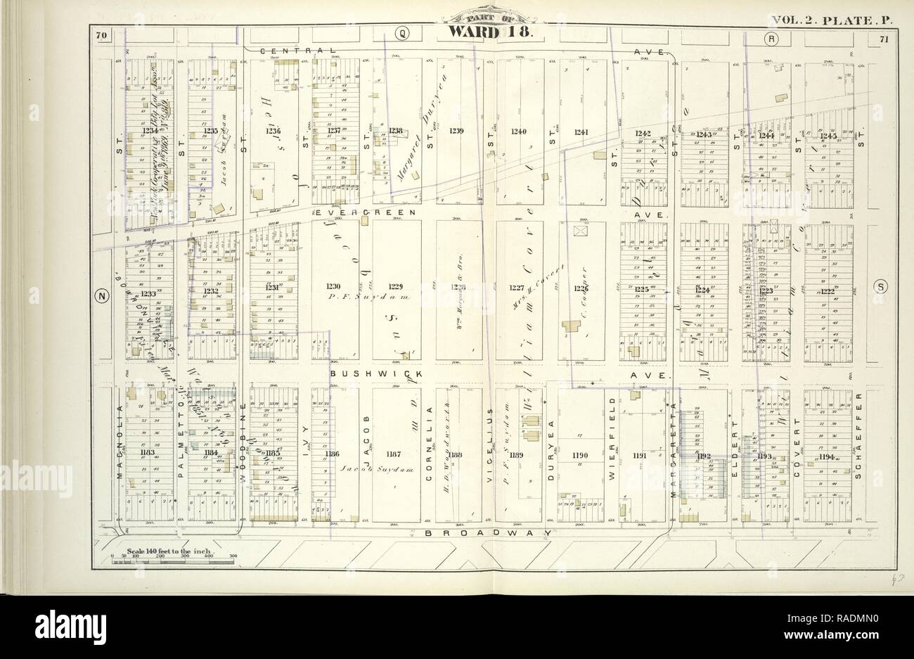 Vol. 2. Piastra, P. Mappa vincolati da Central Ave., Schaeffer San, Broadway, Magnolia SAN, compresi Evergreen Ave reinventato Foto Stock