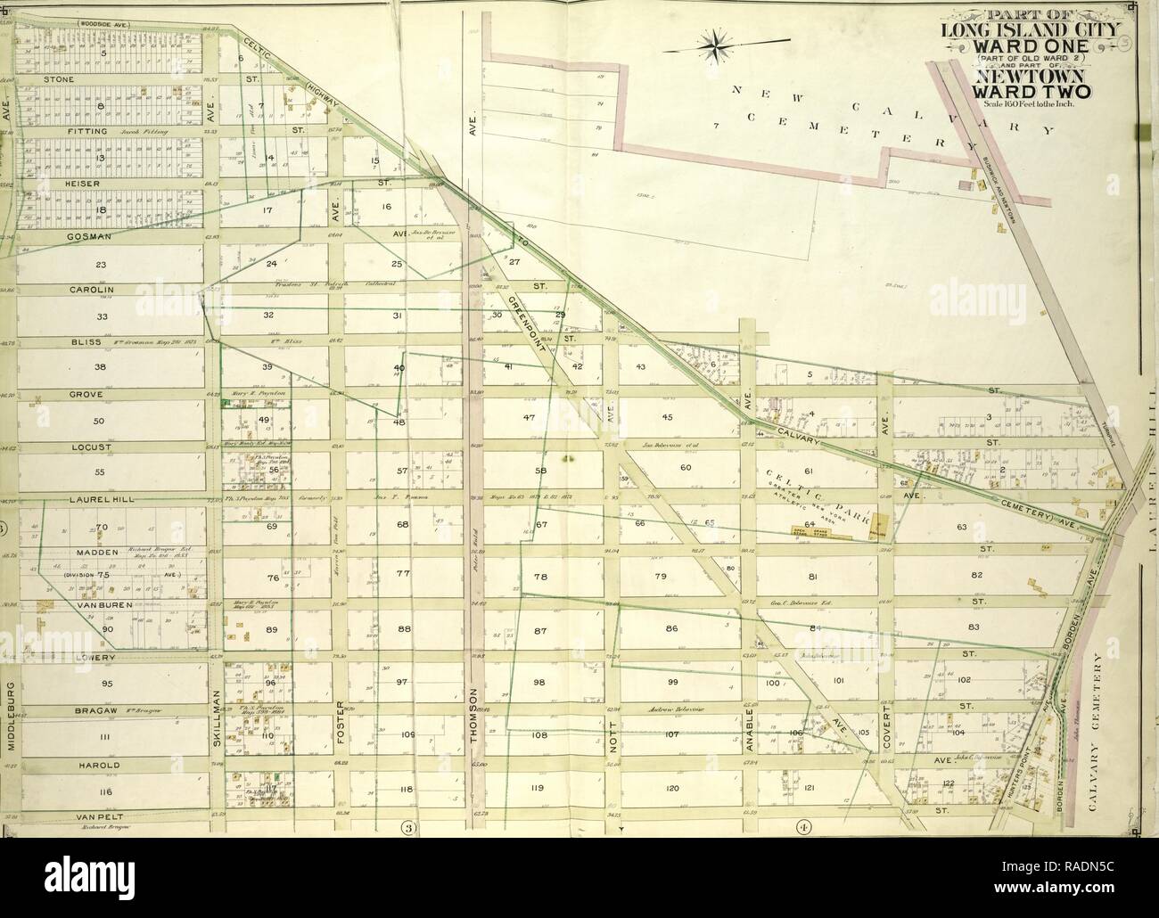 Queens, Vol. 2, doppia piastra pagina n. 5, parte della città di Long Island Ward una parte del vecchio Ward due e parte di Newtown reinventato Foto Stock