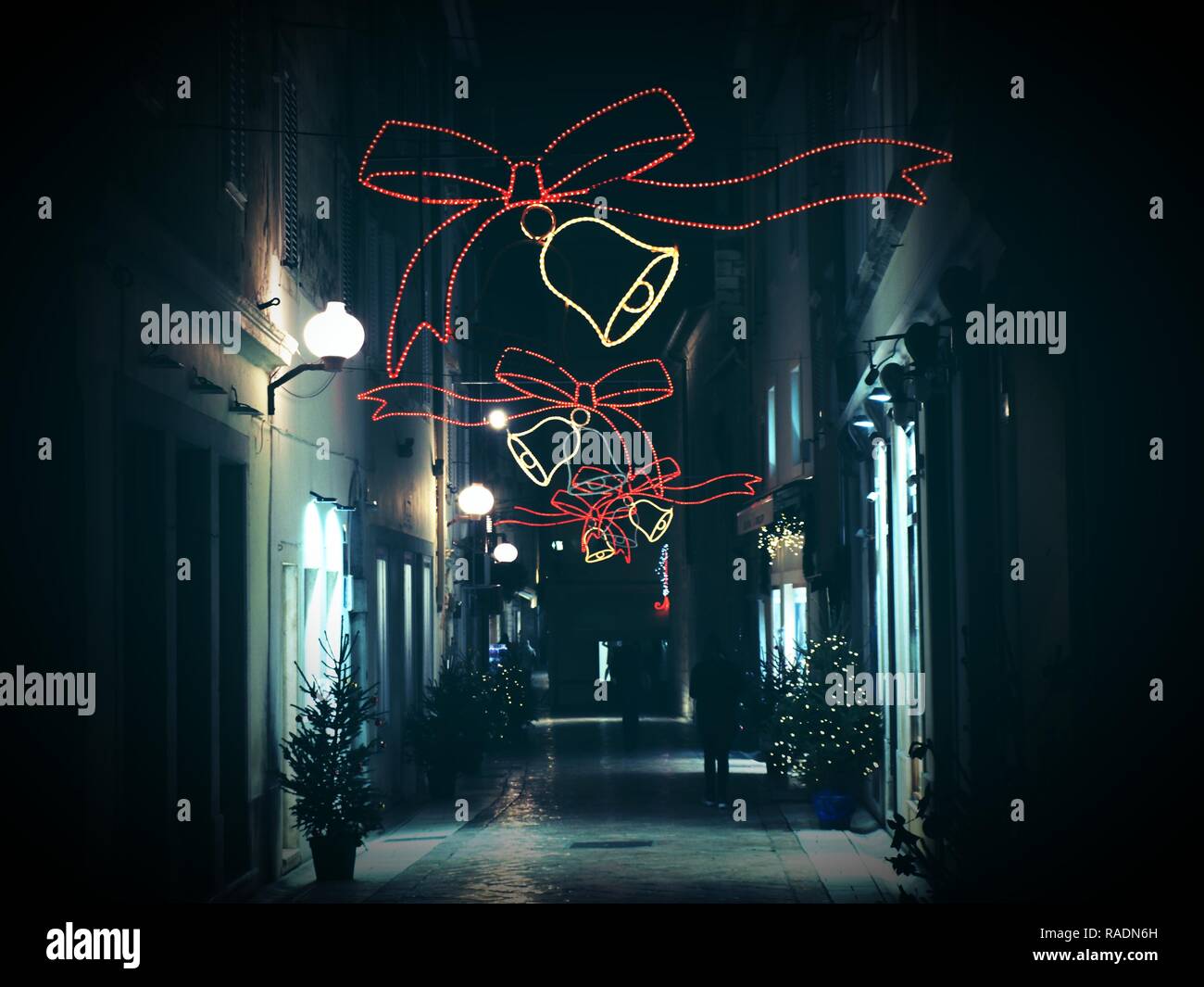 Decorazioni di Natale, luci di notti Foto Stock