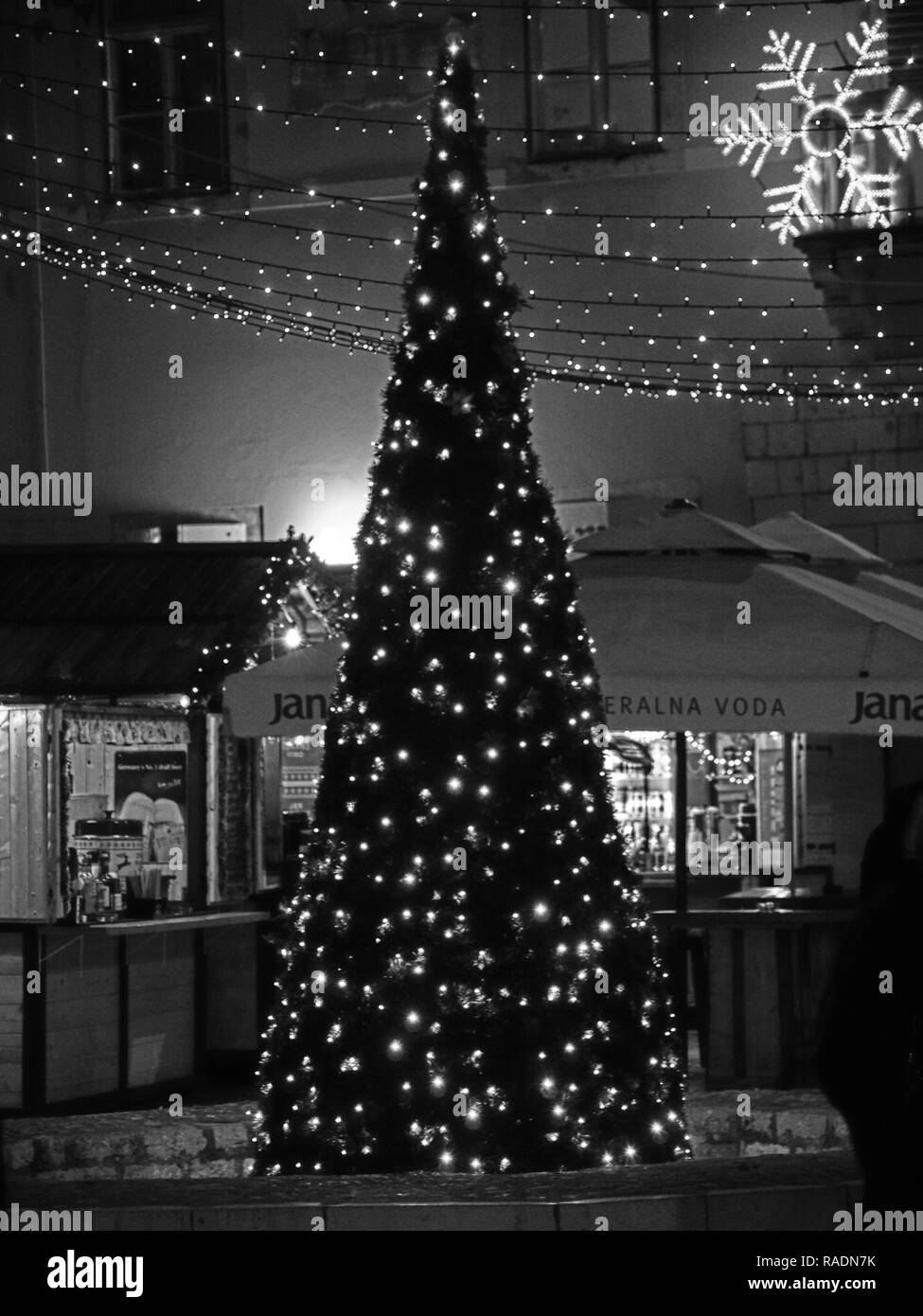 Decorazioni di Natale, luci di notti Foto Stock