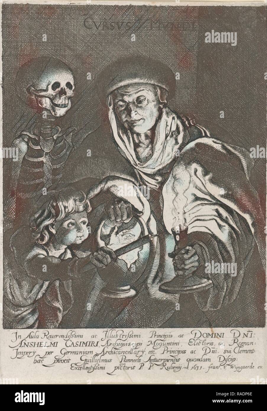 Vecchia donna e bambino a lume di candela, Willem Panneels, Frans van den Wijngaerde, 163. Reinventato da Gibon. Arte Classica reinventato Foto Stock