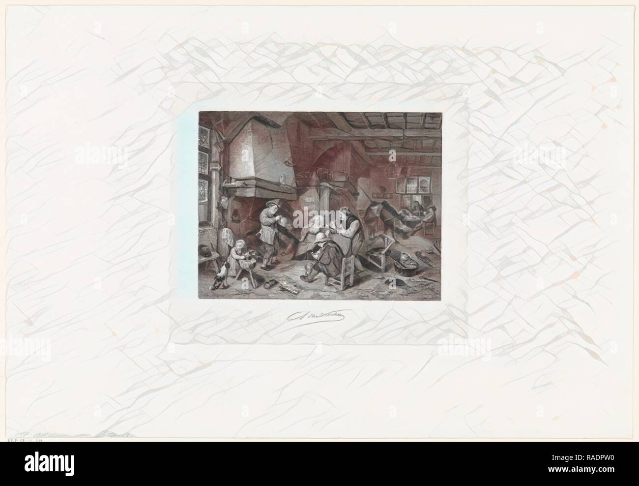 I contadini in interni, Christiaan Lodewijk van Kesteren, Adriaen van Ostade, 186. Reinventato da Gibon. Arte Classica con un reinventato Foto Stock