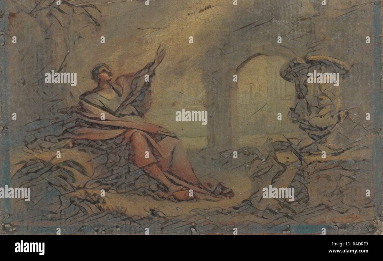 Giovanni a Patmos, anonimo, 1700 - 180. Reinventato da Gibon. Arte Classica con un tocco di moderno reinventato Foto Stock